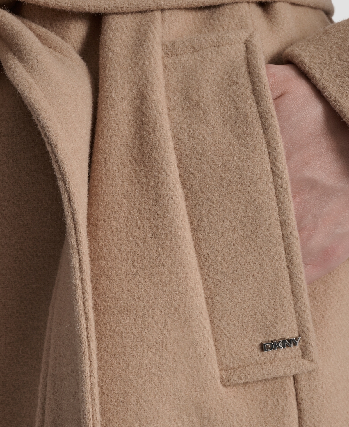 Dkny Petite Belted Zip Front Coat