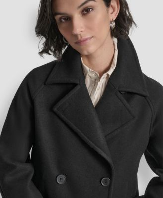 Petite Short Double Breasted Collared Coat