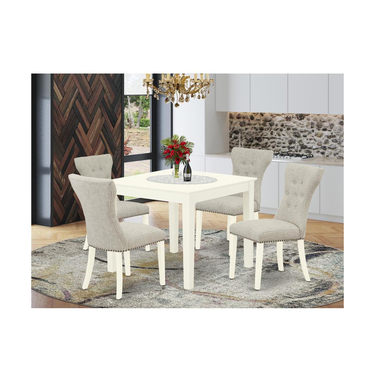 East West Furniture Dining Room Set Linen White