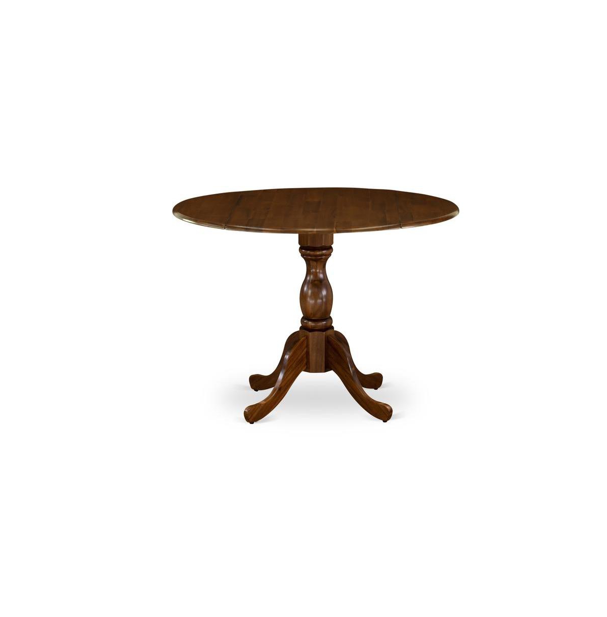 East West Furniture 3 Piece Modern Dining Table Set Contains 1 Drop Leaves Dining Room Table and 2 Grey Linen Fabric Upholstered Chair with High Back