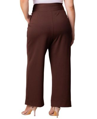 Women's Plus Size Polished Ponte Wide Leg Pants