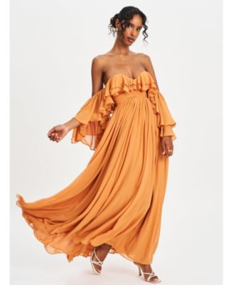 Women's Kaela Brickwork Off Shoulder Chiffon Maxi Dress