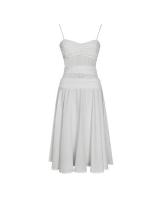 Women's Maelis White Eyelet Drop Waist Cotton Midi Dress