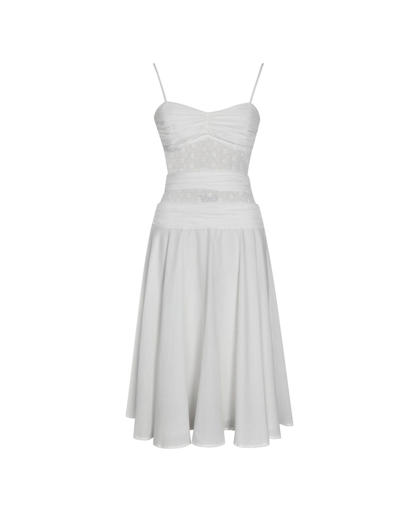 Женское платье Miss Circle Maelis White Eyelet Drop Waist Cotton Midi, цвет: Белый — фото 9