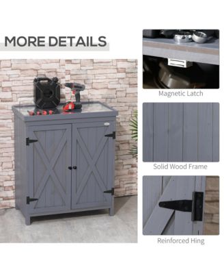 Wooden 36.25 in x 31.5 in Garden Storage Tool Shed with Galvanized Top,