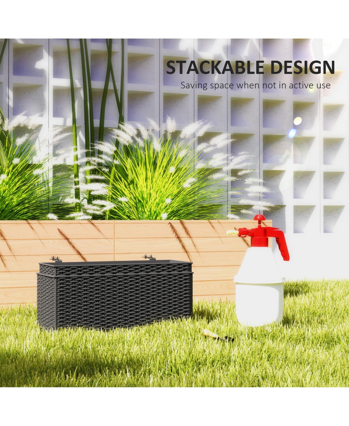 Outsunny Railing Planter Box (2 Pack, 20 Inch), Rat Look,