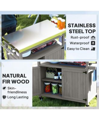 Grill Cart, Kitchen Island with Storage Cabinets,