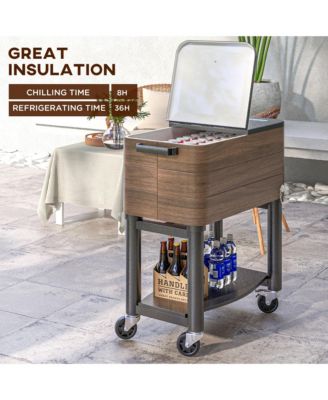Patio Cooler Cart with Bottle Opener 60 Qt. Rolling Ice Chest