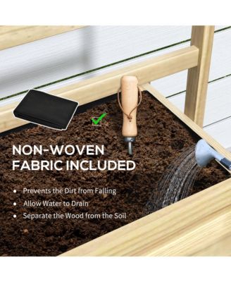 Wooden Raised Planter with Trellis, Garden Box with Storage Shelf
