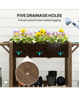 Raised Garden Bed, Wood Raised Planter with Liner, Natural