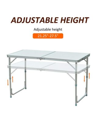 4FT Aluminum Adjustable Folding Camp Table with MDF Top
