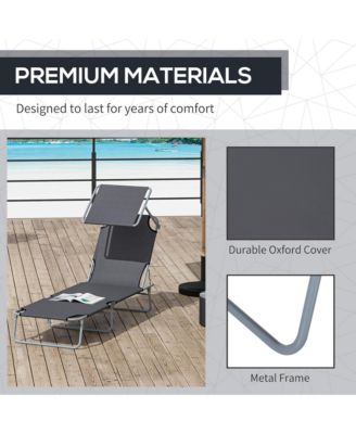 Outdoor Chaise Lounge Reclining Chair, Folding w/ Sun Shade
