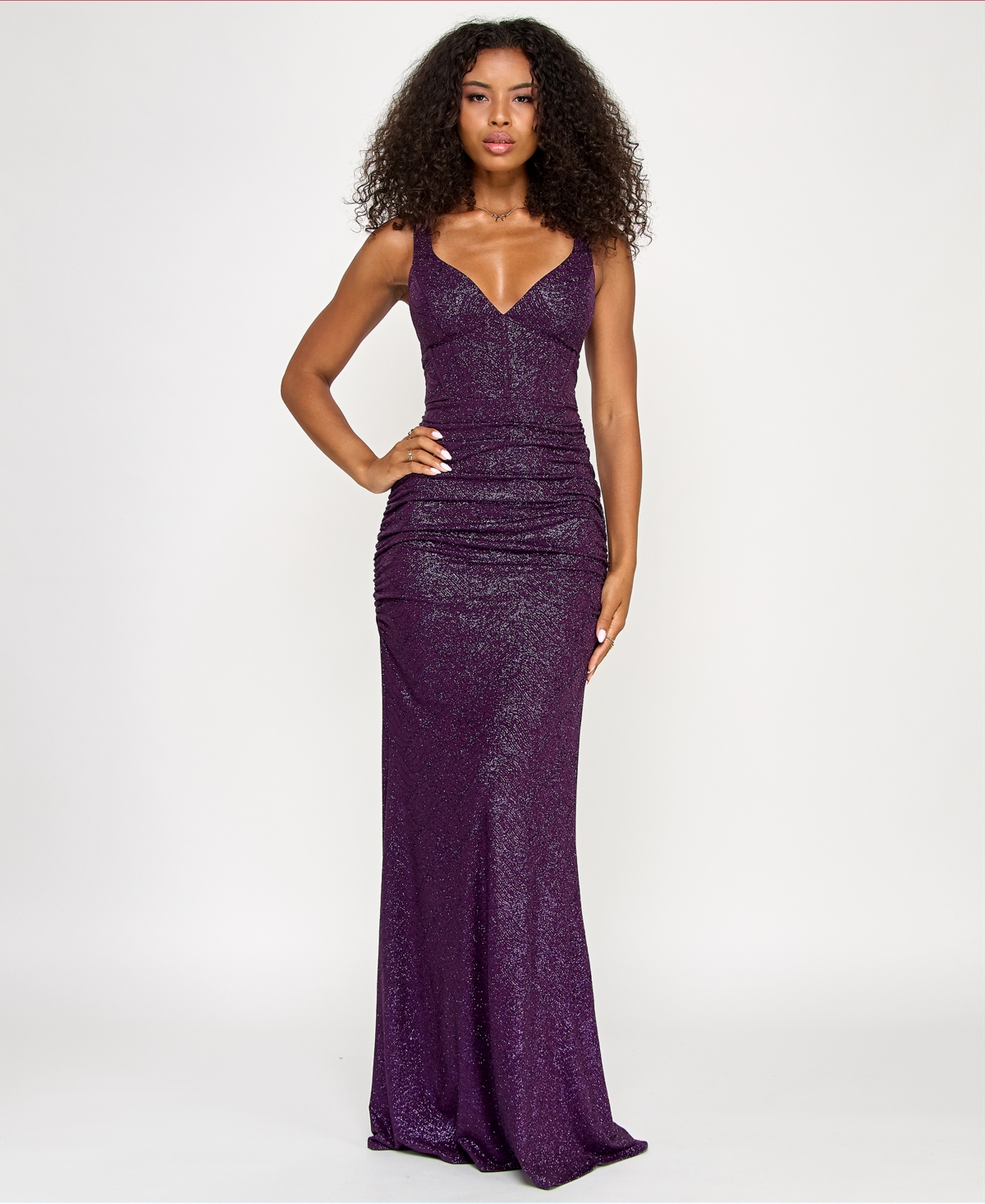 Emerald Sundae Juniors' Glitter Corset Mermaid Gown In Purple