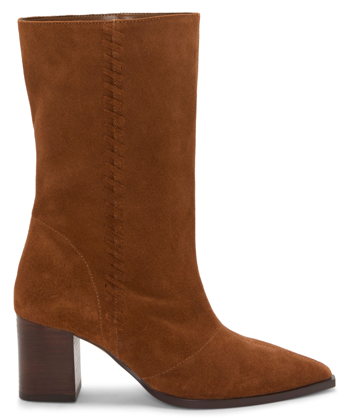 Vince Camuto Lorrys Whipstitch Block Heel Boot In Brown