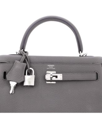 Pre-Owned Hermes Kelly 25 Handbag Grey Togo with Palladium Hardware