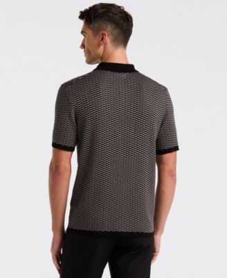 Men's Cotton Modal Geo Short Sleeve Polo Sweater