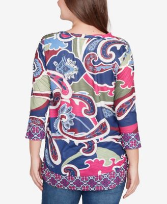 Petite Geo Paisley Border Top