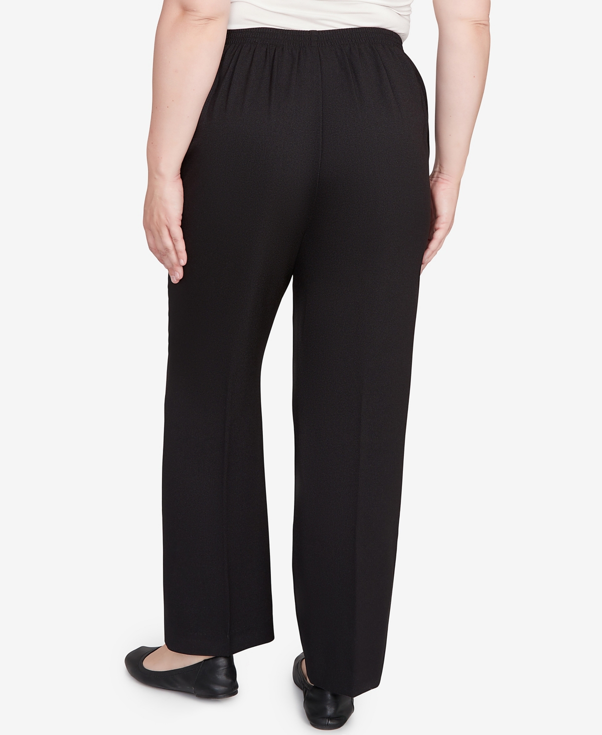 Alfred Dunner Petite Textured Pull On Elastic Short Length Pants In Black