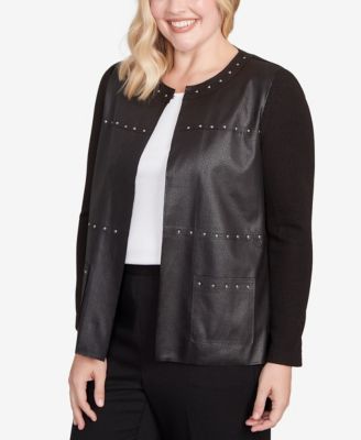 Petite Long Sleeve Faux Leather Jacket