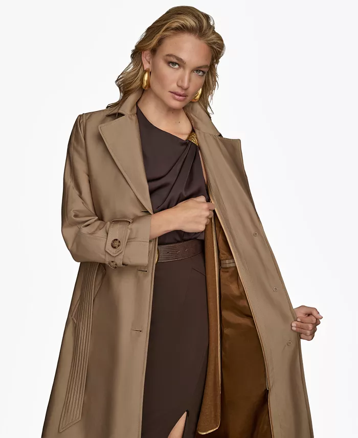 Women's Single-Breasted Belted Trench Coat - thumbnail 7