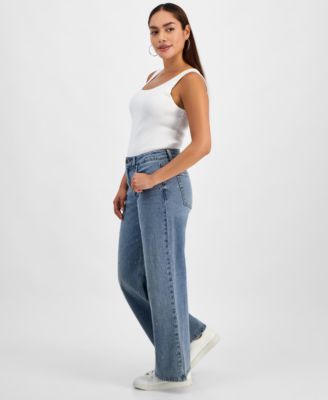 Petite Studded Wide-Leg Jeans, Macy's Exclusive