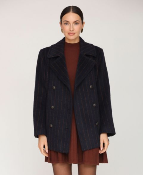 Женские куртки Avec Les Filles Double Breasted Pinstripe Coat