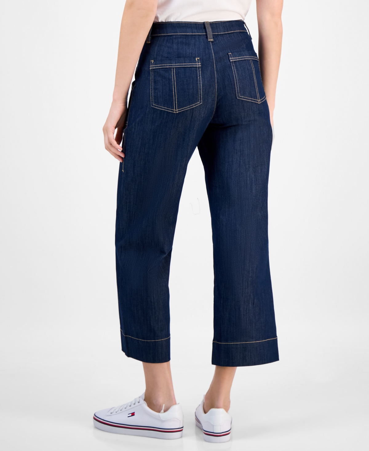 Tommy Hilfiger Women's Cotton Tie-front Ankle Pants In Blue