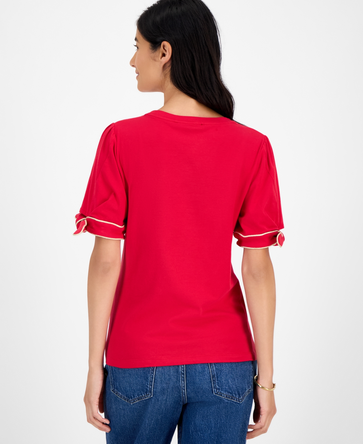 Tommy Hilfiger Women's Tie-sleeve T-shirt In Multi
