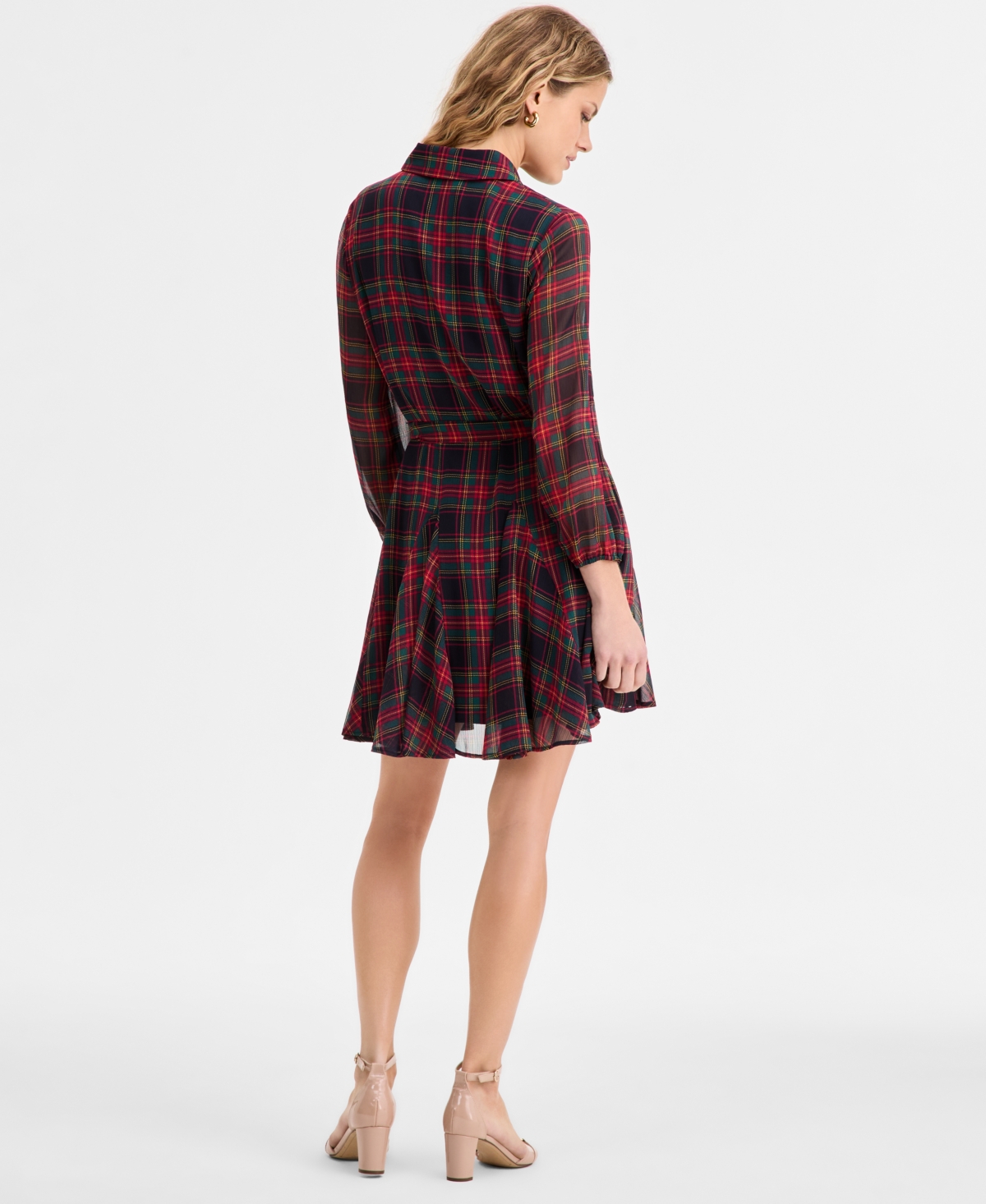 Tommy Hilfiger Women's Plaid Short Flared Shirtdress In Multi