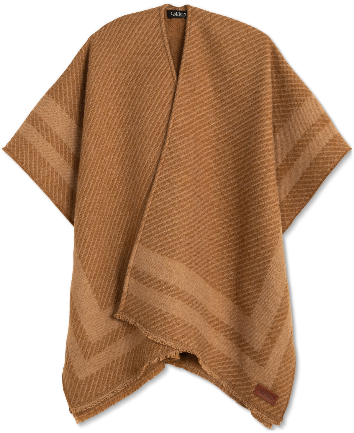 Lauren Ralph Woven Twill-Border Ruana