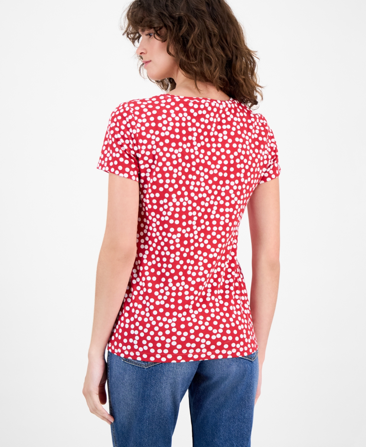 Nautica Jeans Women's Snow Dot V-neck T-shirt In Red