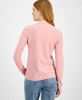 Women's Cotton V-Neck Textured Sweater