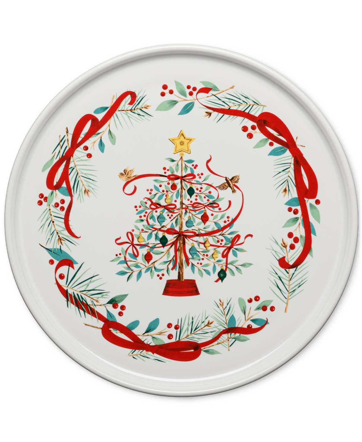 Fiesta Holly Berry Christmas Tree 12" Round Baking/serving Platter
