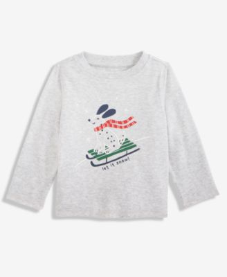 First Impressions - Baby Boys Long-Sleeve Let It Snow Sled Dog Graphic T-Shirt