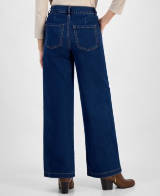 Petite High-Rise Wide-Leg Jeans, Created for Macy's