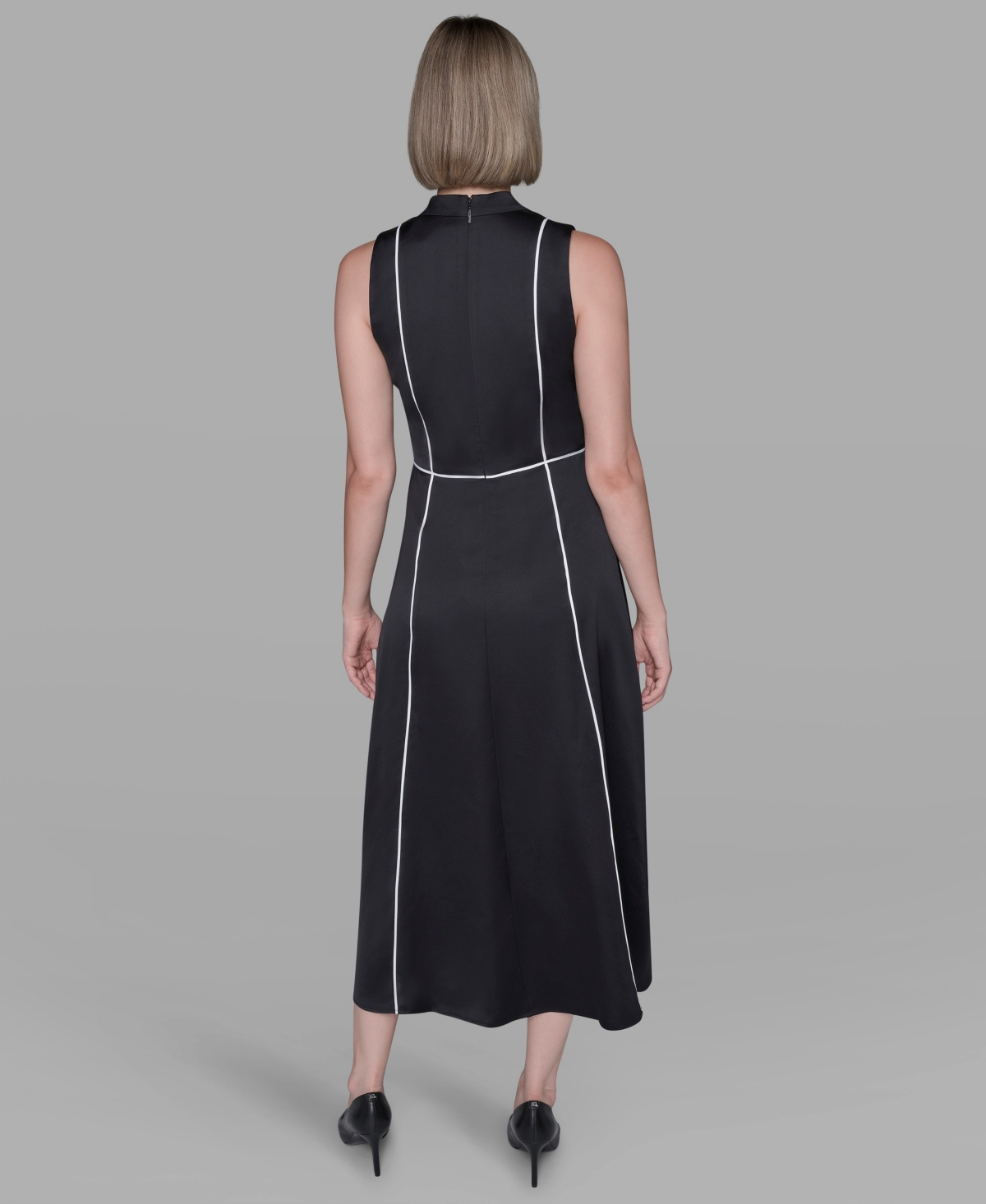Karl Lagerfeld Women's Piped-trim Fit And Flare Dress In Multi