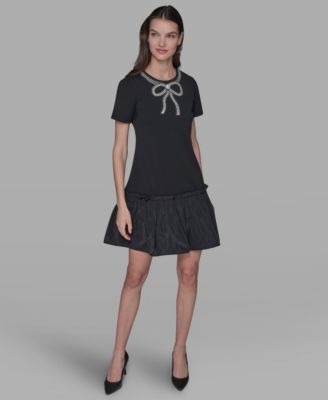 Women's Embellished Flounce-Hem A-line Dress