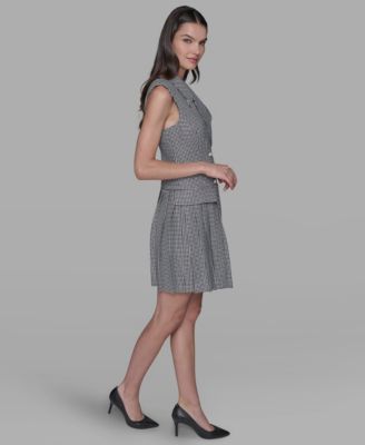 Women's Houndstooth Notched Collar Jacket Dress
