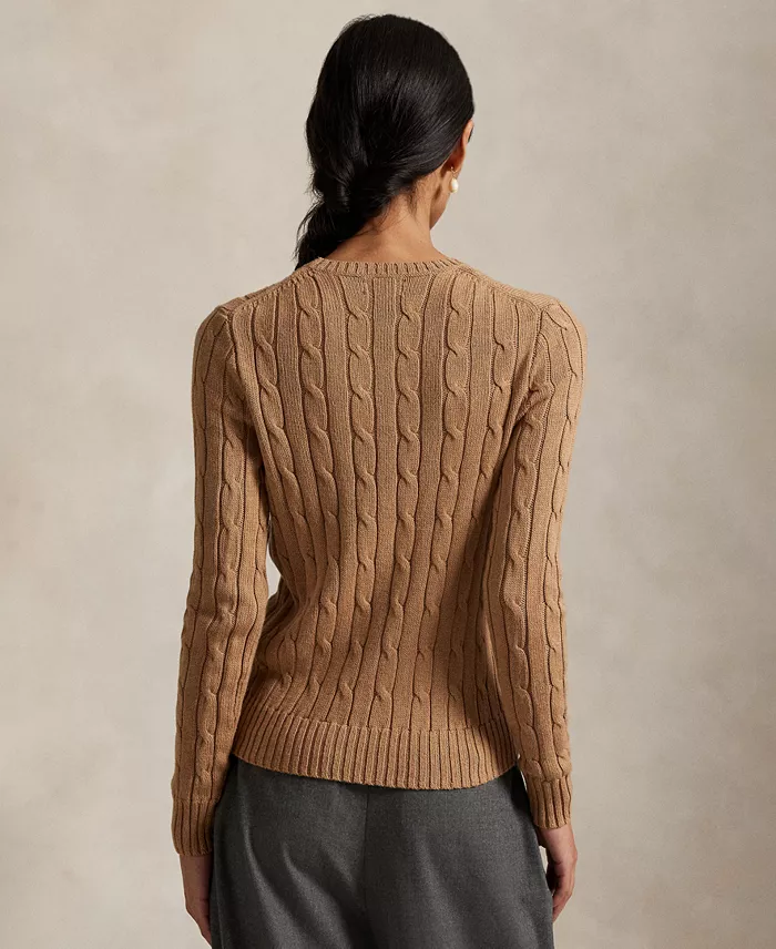 Women's Cable-Knit Cotton Crewneck Sweater - thumbnail 9