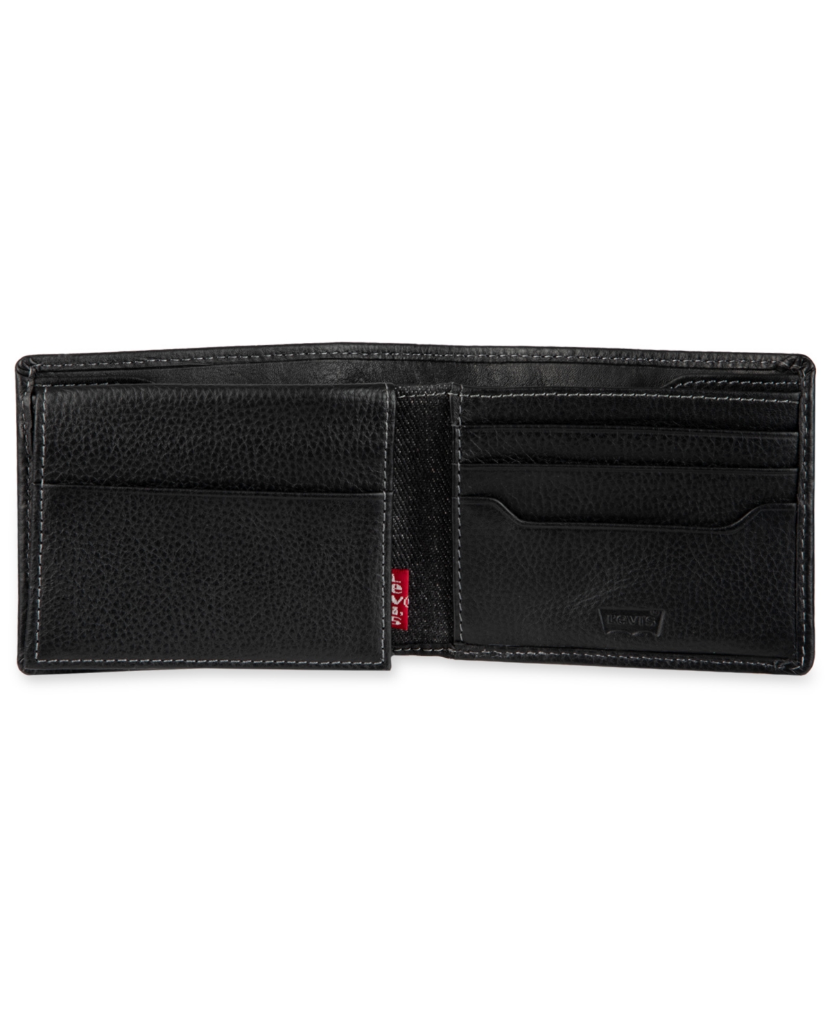 Levi's Men's Bill Divider And Ornament Passcase Wallet In Black