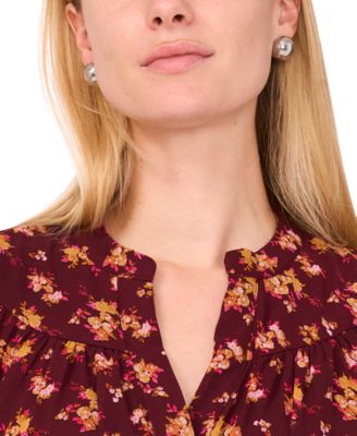 Women's Shirred Long-Sleeve Maxi Dress