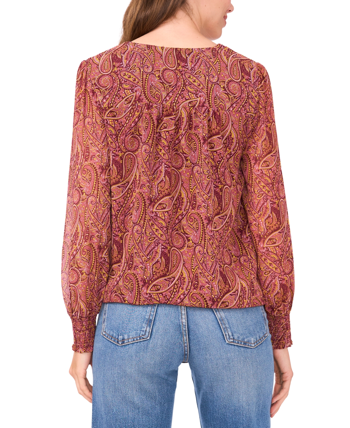 Sam & Jess Women's Blouson V-neck Top In Brown