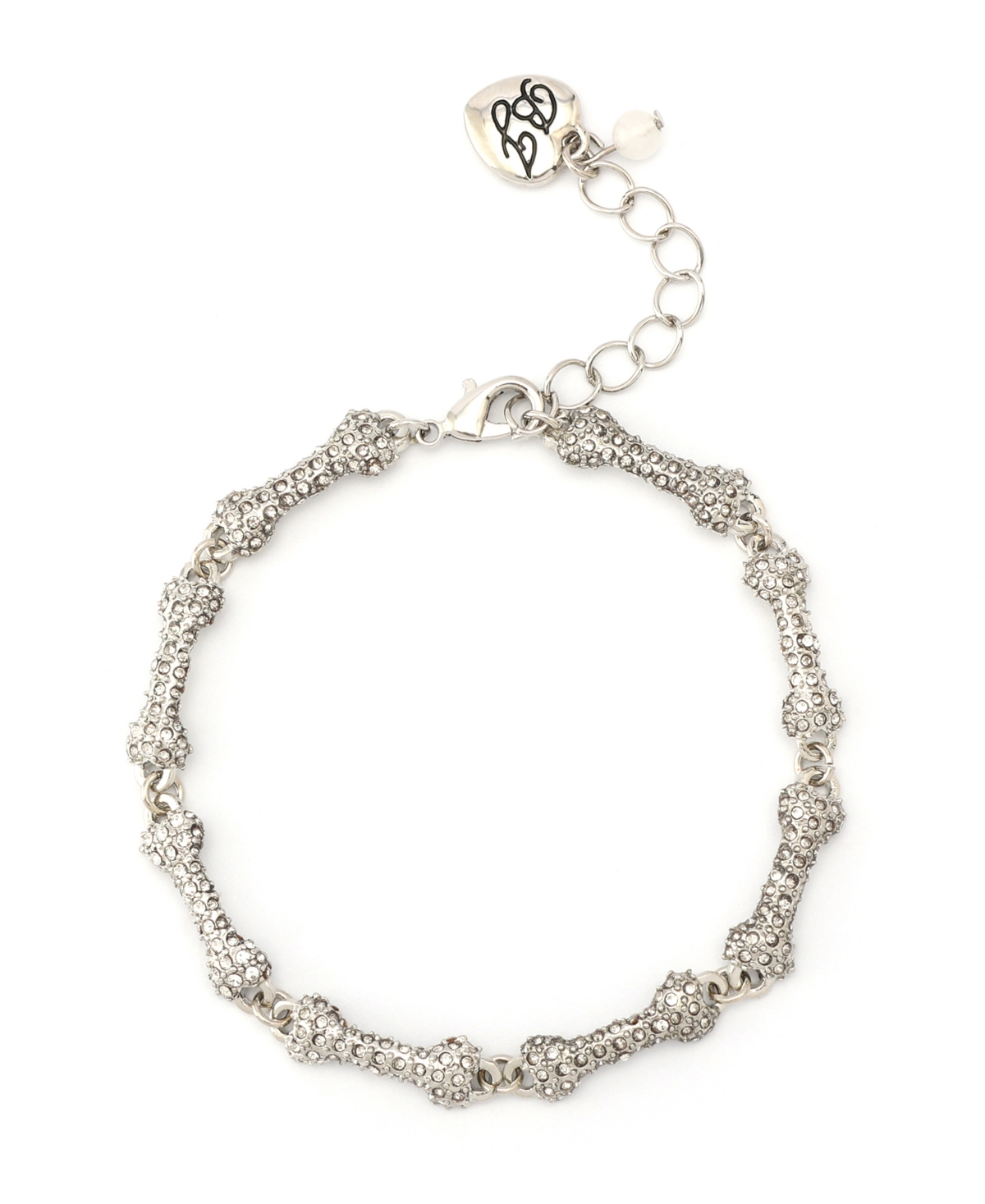 Betsey Johnson Faux Stone Pave Bones Link Bracelet In Multi