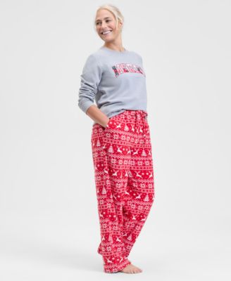 Women's Deer Fair Isle Fleece Pajama Pants, Macy's Exclusive