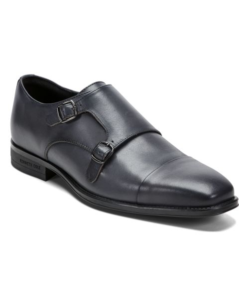 Обувь Kenneth Cole New York Men's Charles Leather Double Monk Strap Dress Shoes, цвет: Чёрный кожаный