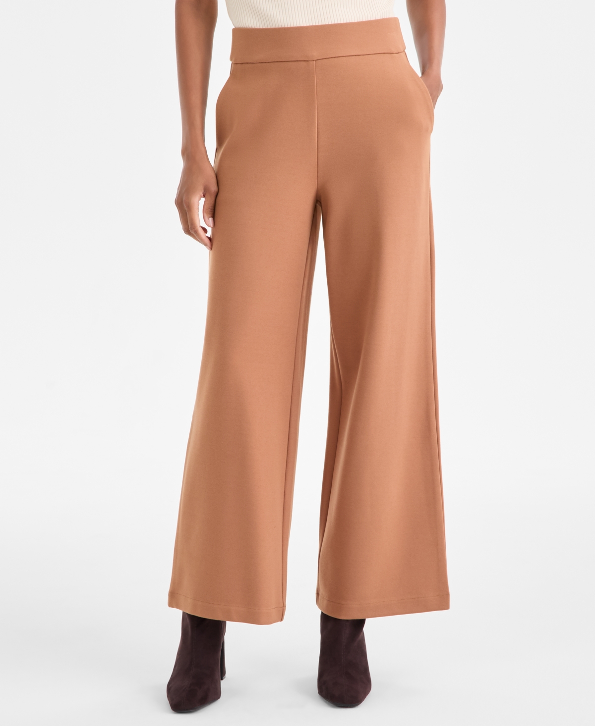 Inc International Concepts Petite Wide-leg Pants, Macy's Exclusive In Brown