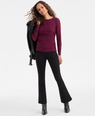 Petite Ruched Long-Sleeve Top, Macy's Exclusive