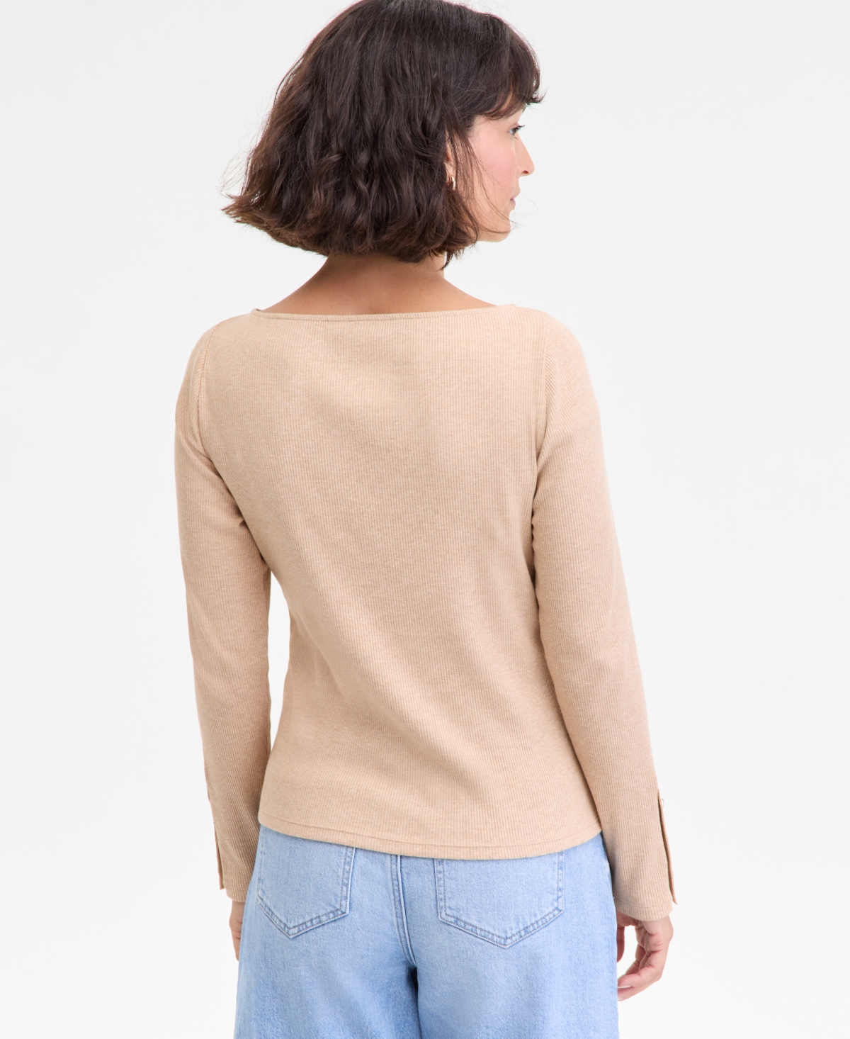 On 34th Women's Button-cuff Boatneck Top, Macy's Exclusive In Animal Print