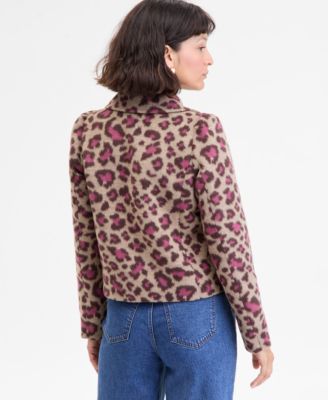 Women's Brushed Animal Print Shrunken Peacoat, Macy's Exclusive