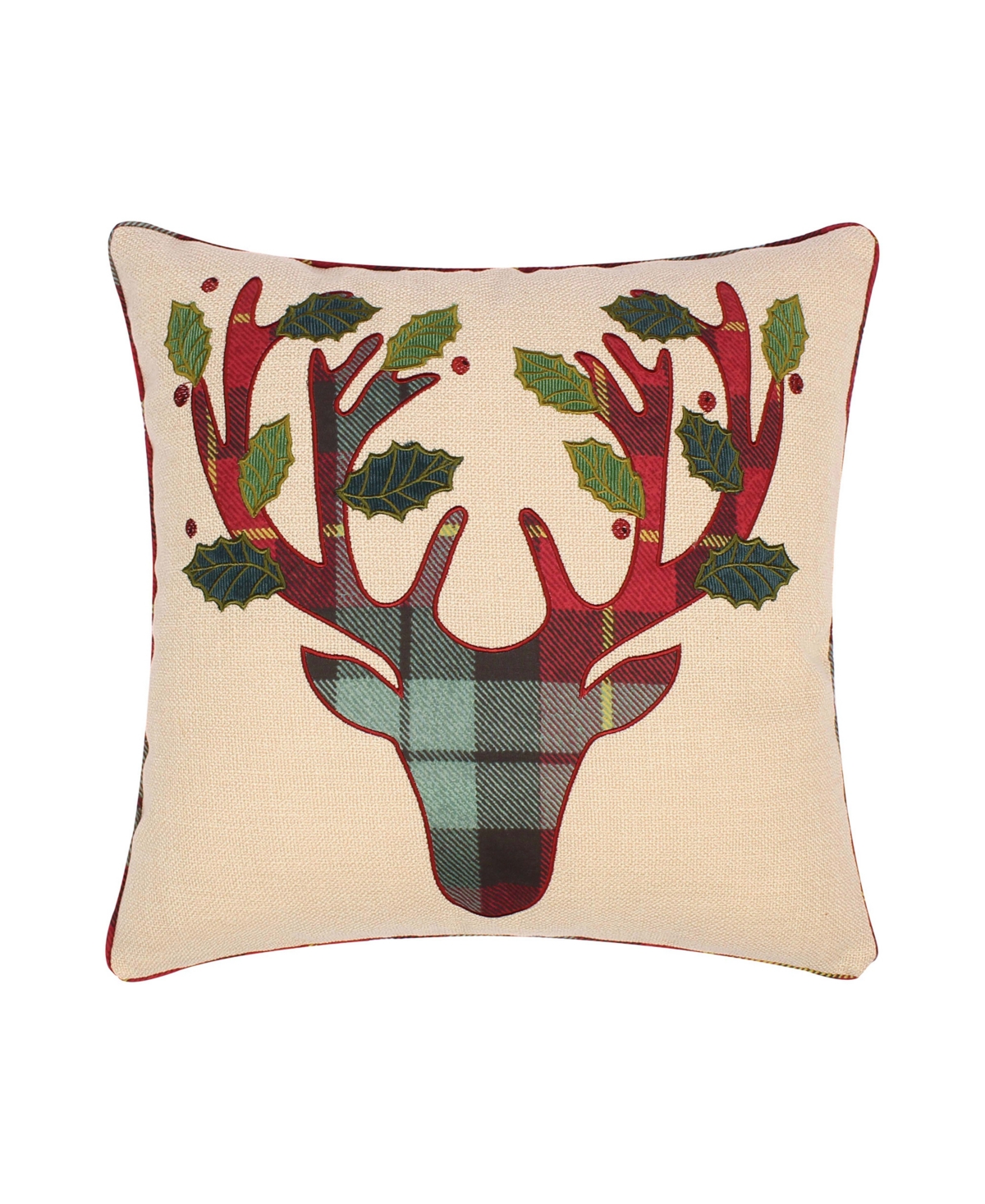Levtex Yuletide Deer Applique Decorative Pillow, 18" X 18" In Multi